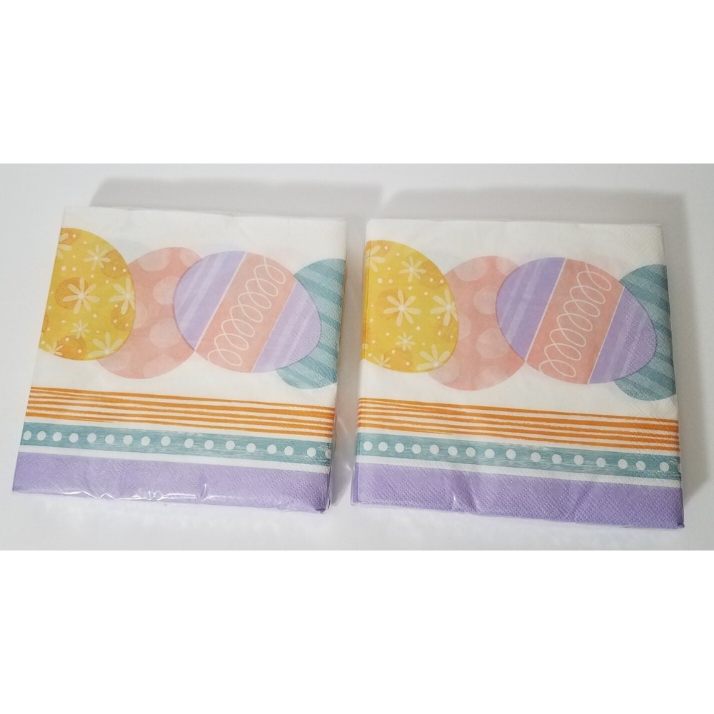 (2) Easter Eggs Around  30ct Lunch Paper Napkin Set‎ Eggs Spring Party NEW